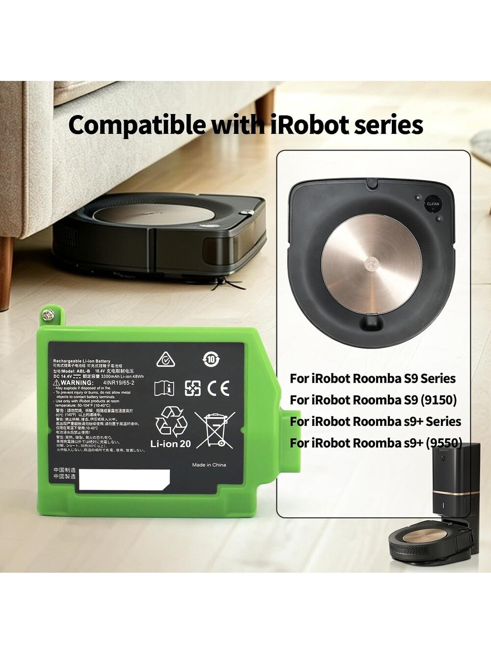 ABL-B Rechargeable Replacement Battery for iRobot Roomba Vac S9 S9+ S9550 9550